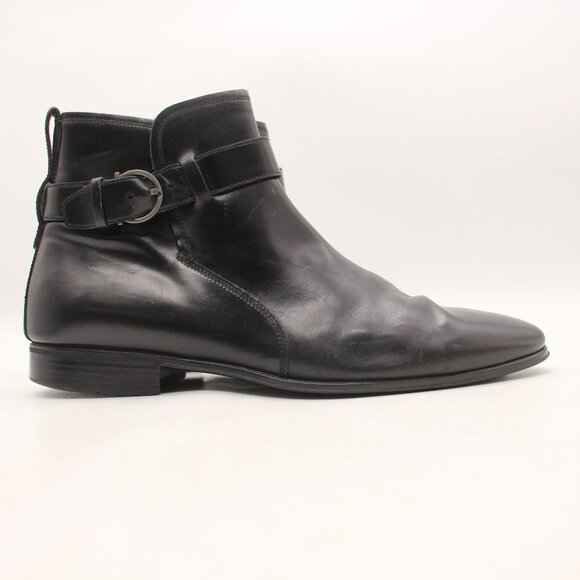 Salvatore Ferragamo Men’s Size 9 D Chelsea Black Leather Ankle Boots Buckle main image 8